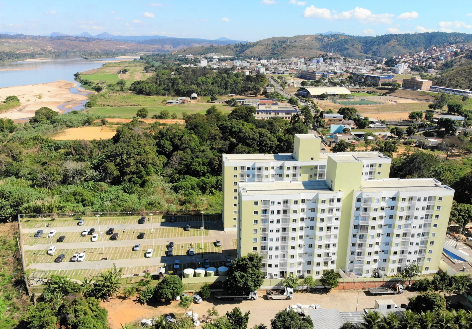 Vista aérea de obra da Cobra Engenharia